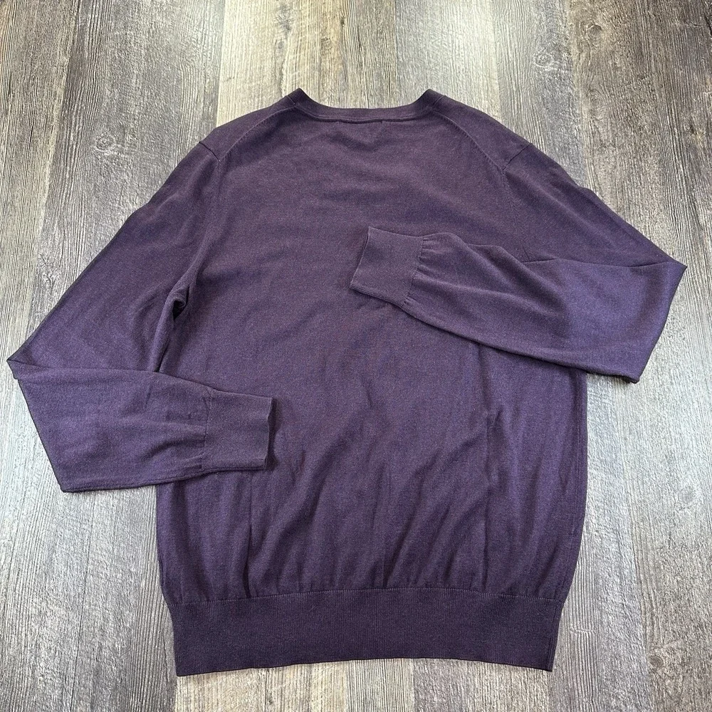 Banana Republic Silk Blend Long Sleeve V-Neck‎ Sweater Men's Size L Dark Purple